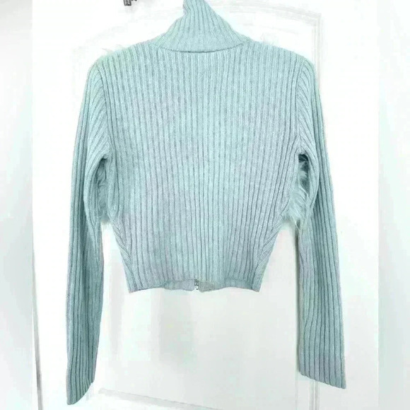 The Ragged Priest Faux Fur Y2K Baby Blue Cardigan Sweater - Picture 3 of 6